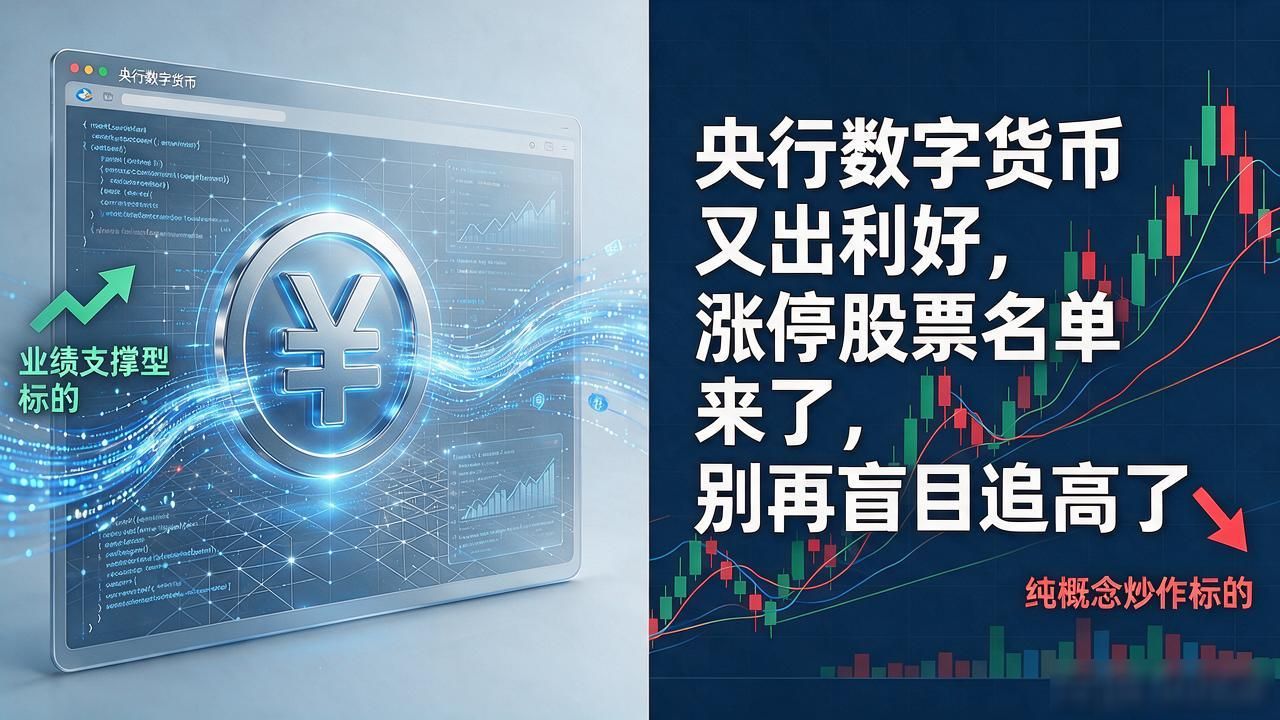 央行数字货币又出利好，涨停股票名单来了，别再盲目追高了