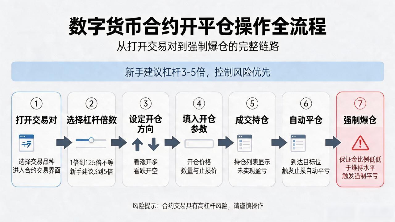 数字货币衍生怎么交易？合约开平仓操作全流程讲明白